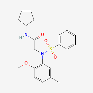 2-[N-(benzenesulfonyl)-2-methoxy-5-methylanilino]-N-cyclopentylacetamide