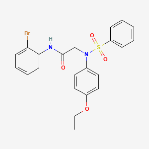 molecular formula C22H21BrN2O4S B3566914 2-[N-(benzenesulfonyl)-4-ethoxyanilino]-N-(2-bromophenyl)acetamide 