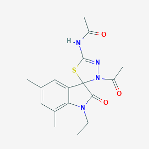 molecular formula C17H20N4O3S B356697 N-(4-acetyl-1'-ethyl-5',7'-dimethyl-2'-oxospiro[1,3,4-thiadiazole-5,3'-indole]-2-yl)acetamide CAS No. 579443-08-6