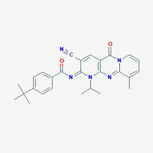 4-tert-butyl-N-(5-cyano-11-methyl-2-oxo-7-propan-2-yl-1,7,9-triazatricyclo[8.4.0.03,8]tetradeca-3(8),4,9,11,13-pentaen-6-ylidene)benzamide