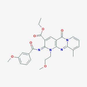 Ethyl 6-(3-methoxybenzoyl)imino-7-(2-methoxyethyl)-11-methyl-2-oxo-1,7,9-triazatricyclo[8.4.0.03,8]tetradeca-3(8),4,9,11,13-pentaene-5-carboxylate