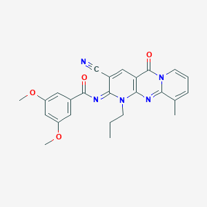 N-(5-Cyano-11-methyl-2-oxo-7-propyl-1,7,9-triazatricyclo[8.4.0.03,8]tetradeca-3(8),4,9,11,13-pentaen-6-ylidene)-3,5-dimethoxybenzamide