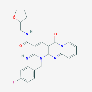 7-[(4-fluorophenyl)methyl]-6-imino-2-oxo-N-(oxolan-2-ylmethyl)-1,7,9-triazatricyclo[8.4.0.03,8]tetradeca-3(8),4,9,11,13-pentaene-5-carboxamide