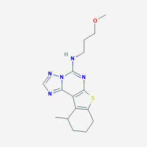 molecular formula C16H21N5OS B356711 N-(3-Methoxypropyl)-15-methyl-10-thia-3,5,6,8-tetrazatetracyclo[7.7.0.02,6.011,16]hexadeca-1(9),2,4,7,11(16)-pentaen-7-amine CAS No. 850762-63-9