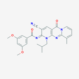 N-[5-Cyano-11-methyl-7-(2-methylpropyl)-2-oxo-1,7,9-triazatricyclo[8.4.0.03,8]tetradeca-3(8),4,9,11,13-pentaen-6-ylidene]-3,5-dimethoxybenzamide