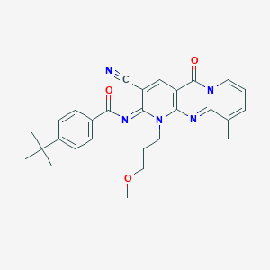 molecular formula C28H29N5O3 B356716 4-tert-butyl-N-[3-cyano-1-(3-methoxypropyl)-10-methyl-5-oxo-1,5-dihydro-2H-dipyrido[1,2-a:2,3-d]pyrimidin-2-ylidene]benzamide CAS No. 844460-22-6