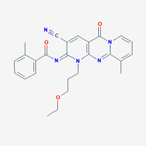 N-[5-Cyano-7-(3-ethoxypropyl)-11-methyl-2-oxo-1,7,9-triazatricyclo[8.4.0.03,8]tetradeca-3(8),4,9,11,13-pentaen-6-ylidene]-2-methylbenzamide