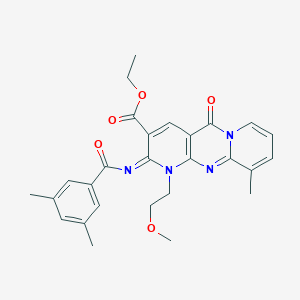 Ethyl 6-(3,5-dimethylbenzoyl)imino-7-(2-methoxyethyl)-11-methyl-2-oxo-1,7,9-triazatricyclo[8.4.0.03,8]tetradeca-3(8),4,9,11,13-pentaene-5-carboxylate