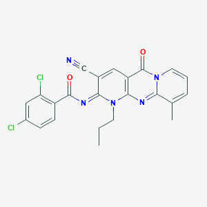 molecular formula C23H17Cl2N5O2 B356721 2,4-dichloro-N-(3-cyano-10-methyl-5-oxo-1-propyl-1,5-dihydro-2H-dipyrido[1,2-a:2,3-d]pyrimidin-2-ylidene)benzamide CAS No. 844650-09-5