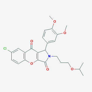 molecular formula C25H26ClNO6 B356722 7-Chloro-1-(3,4-dimethoxyphenyl)-2-(3-isopropoxypropyl)-1,2-dihydrochromeno[2,3-c]pyrrole-3,9-dione CAS No. 844655-38-5