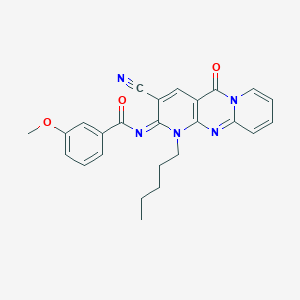 molecular formula C25H23N5O3 B356725 N-(5-Cyano-2-oxo-7-pentyl-1,7,9-triazatricyclo[8.4.0.03,8]tetradeca-3(8),4,9,11,13-pentaen-6-ylidene)-3-methoxybenzamide CAS No. 862194-11-4