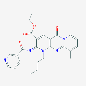 Ethyl 7-butyl-11-methyl-2-oxo-6-(pyridine-3-carbonylimino)-1,7,9-triazatricyclo[8.4.0.03,8]tetradeca-3(8),4,9,11,13-pentaene-5-carboxylate