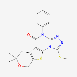 molecular formula C19H18N4O2S2 B3567317 7,7-dimethyl-1-(methylthio)-4-phenyl-6,9-dihydro-7H-pyrano[4',3':4,5]thieno[3,2-e][1,2,4]triazolo[4,3-a]pyrimidin-5(4H)-one 