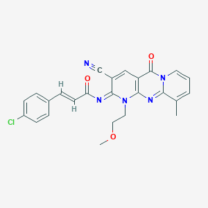 molecular formula C25H20ClN5O3 B356732 3-(4-chlorophenyl)-N-[3-cyano-1-(2-methoxyethyl)-10-methyl-5-oxo-1,5-dihydro-2H-dipyrido[1,2-a:2,3-d]pyrimidin-2-ylidene]acrylamide CAS No. 872118-22-4