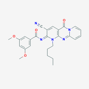 molecular formula C26H25N5O4 B356739 N-(5-Cyano-2-oxo-7-pentyl-1,7,9-triazatricyclo[8.4.0.03,8]tetradeca-3(8),4,9,11,13-pentaen-6-ylidene)-3,5-dimethoxybenzamide CAS No. 862199-80-2