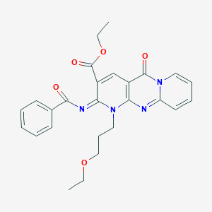 Ethyl 6-benzoylimino-7-(3-ethoxypropyl)-2-oxo-1,7,9-triazatricyclo[8.4.0.03,8]tetradeca-3(8),4,9,11,13-pentaene-5-carboxylate