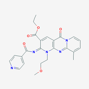 molecular formula C24H23N5O5 B356744 Ethyl 7-(2-methoxyethyl)-11-methyl-2-oxo-6-(pyridine-4-carbonylimino)-1,7,9-triazatricyclo[8.4.0.03,8]tetradeca-3(8),4,9,11,13-pentaene-5-carboxylate CAS No. 844829-50-1