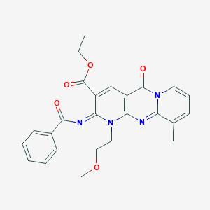 Ethyl 6-benzoylimino-7-(2-methoxyethyl)-11-methyl-2-oxo-1,7,9-triazatricyclo[8.4.0.03,8]tetradeca-3(8),4,9,11,13-pentaene-5-carboxylate