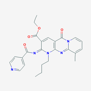 molecular formula C25H25N5O4 B356758 Ethyl 7-butyl-11-methyl-2-oxo-6-(pyridine-4-carbonylimino)-1,7,9-triazatricyclo[8.4.0.03,8]tetradeca-3(8),4,9,11,13-pentaene-5-carboxylate CAS No. 844836-36-8