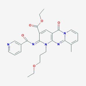 Ethyl 7-(3-ethoxypropyl)-11-methyl-2-oxo-6-(pyridine-3-carbonylimino)-1,7,9-triazatricyclo[8.4.0.03,8]tetradeca-3(8),4,9,11,13-pentaene-5-carboxylate