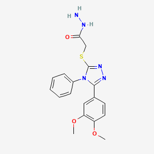 2-[[5-(3,4-dimethoxyphenyl)-4-phenyl-1,2,4-triazol-3-yl]sulfanyl]acetohydrazide