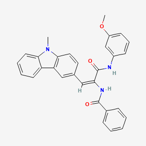 molecular formula C30H25N3O3 B3567784 N-[(E)-3-(3-methoxyanilino)-1-(9-methylcarbazol-3-yl)-3-oxoprop-1-en-2-yl]benzamide 