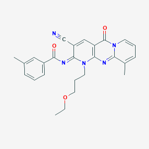 N-[5-Cyano-7-(3-ethoxypropyl)-11-methyl-2-oxo-1,7,9-triazatricyclo[8.4.0.03,8]tetradeca-3(8),4,9,11,13-pentaen-6-ylidene]-3-methylbenzamide