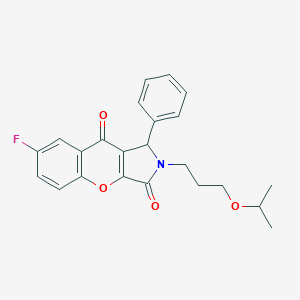 molecular formula C23H22FNO4 B356792 7-Fluoro-2-(3-isopropoxypropyl)-1-phenyl-1,2-dihydrochromeno[2,3-c]pyrrole-3,9-dione CAS No. 845900-97-2