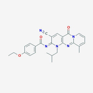 molecular formula C26H25N5O3 B356794 N-[5-Cyano-11-methyl-7-(2-methylpropyl)-2-oxo-1,7,9-triazatricyclo[8.4.0.03,8]tetradeca-3(8),4,9,11,13-pentaen-6-ylidene]-4-ethoxybenzamide CAS No. 846064-07-1