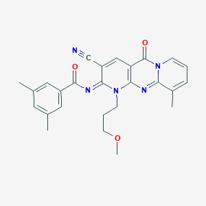 N-[5-Cyano-7-(3-methoxypropyl)-11-methyl-2-oxo-1,7,9-triazatricyclo[8.4.0.03,8]tetradeca-3(8),4,9,11,13-pentaen-6-ylidene]-3,5-dimethylbenzamide