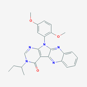 molecular formula C24H23N5O3 B356811 3-sec-butyl-11-(2,5-dimethoxyphenyl)-3,11-dihydro-4H-pyrimido[5',4':4,5]pyrrolo[2,3-b]quinoxalin-4-one CAS No. 846594-58-9