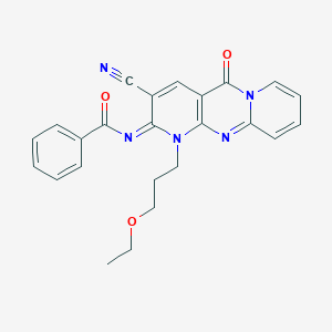 N-[5-Cyano-7-(3-ethoxypropyl)-2-oxo-1,7,9-triazatricyclo[8.4.0.03,8]tetradeca-3(8),4,9,11,13-pentaen-6-ylidene]benzamide