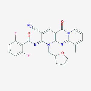 N-[5-Cyano-11-methyl-2-oxo-7-(oxolan-2-ylmethyl)-1,7,9-triazatricyclo[8.4.0.03,8]tetradeca-3(8),4,9,11,13-pentaen-6-ylidene]-2,6-difluorobenzamide