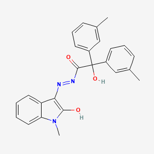 2-hydroxy-N'-(1-methyl-2-oxo-1,2-dihydro-3H-indol-3-ylidene)-2,2-bis(3-methylphenyl)acetohydrazide