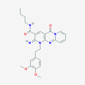 molecular formula C26H29N5O4 B356818 N-Butyl-7-[2-(3,4-dimethoxyphenyl)ethyl]-6-imino-2-oxo-1,7,9-triazatricyclo[8.4.0.03,8]tetradeca-3(8),4,9,11,13-pentaene-5-carboxamide CAS No. 846598-34-3