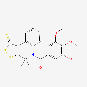 molecular formula C23H23NO4S3 B3568336 4,4,8-trimethyl-5-(3,4,5-trimethoxybenzoyl)-4,5-dihydro-1H-[1,2]dithiolo[3,4-c]quinoline-1-thione 
