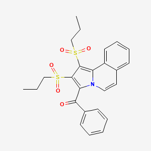 molecular formula C25H25NO5S2 B3568338 [1,2-双（丙磺酰基）吡咯并[2,1-a]异喹啉-3-基]（苯基）甲苯酮 