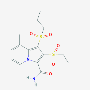 molecular formula C16H22N2O5S2 B3568351 8-methyl-1,2-bis(propylsulfonyl)-3-indolizinecarboxamide 