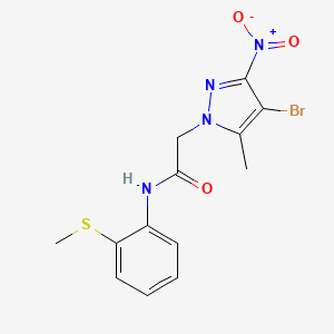 molecular formula C13H13BrN4O3S B3568401 2-(4-bromo-5-methyl-3-nitro-1H-pyrazol-1-yl)-N-[2-(methylthio)phenyl]acetamide 