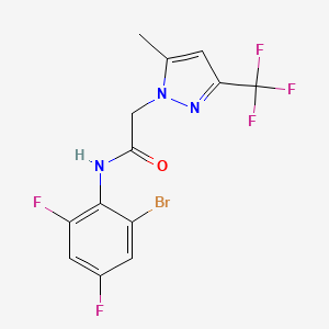 molecular formula C13H9BrF5N3O B3568407 N-(2-bromo-4,6-difluorophenyl)-2-[5-methyl-3-(trifluoromethyl)-1H-pyrazol-1-yl]acetamide 