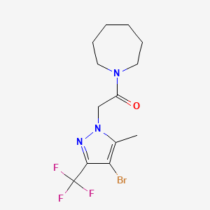 molecular formula C13H17BrF3N3O B3568417 1-{[4-bromo-5-methyl-3-(trifluoromethyl)-1H-pyrazol-1-yl]acetyl}azepane 