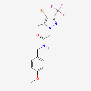 molecular formula C15H15BrF3N3O2 B3568419 2-[4-bromo-5-methyl-3-(trifluoromethyl)-1H-pyrazol-1-yl]-N-(4-methoxybenzyl)acetamide 