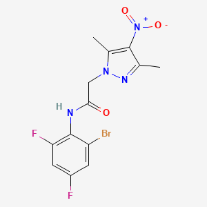 molecular formula C13H11BrF2N4O3 B3568426 N-(2-bromo-4,6-difluorophenyl)-2-(3,5-dimethyl-4-nitro-1H-pyrazol-1-yl)acetamide 