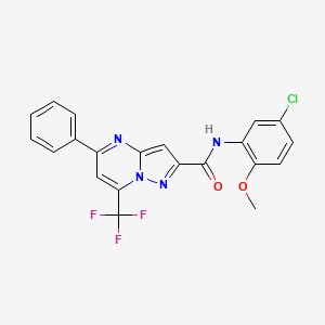 molecular formula C21H14ClF3N4O2 B3568432 N-(5-chloro-2-methoxyphenyl)-5-phenyl-7-(trifluoromethyl)pyrazolo[1,5-a]pyrimidine-2-carboxamide 