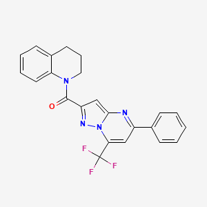 molecular formula C23H17F3N4O B3568436 1-{[5-phenyl-7-(trifluoromethyl)pyrazolo[1,5-a]pyrimidin-2-yl]carbonyl}-1,2,3,4-tetrahydroquinoline 