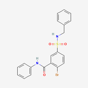 molecular formula C20H17BrN2O3S B3568479 5-[(benzylamino)sulfonyl]-2-bromo-N-phenylbenzamide 