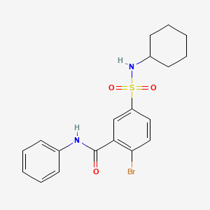 molecular formula C19H21BrN2O3S B3568489 2-bromo-5-[(cyclohexylamino)sulfonyl]-N-phenylbenzamide 