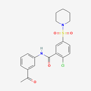 molecular formula C20H21ClN2O4S B3568506 N-(3-acetylphenyl)-2-chloro-5-(1-piperidinylsulfonyl)benzamide 