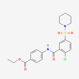 molecular formula C21H23ClN2O5S B3568512 ethyl 4-{[2-chloro-5-(1-piperidinylsulfonyl)benzoyl]amino}benzoate 