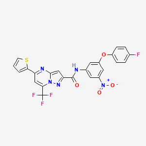 molecular formula C24H13F4N5O4S B3568556 N-[3-(4-fluorophenoxy)-5-nitrophenyl]-5-(2-thienyl)-7-(trifluoromethyl)pyrazolo[1,5-a]pyrimidine-2-carboxamide 